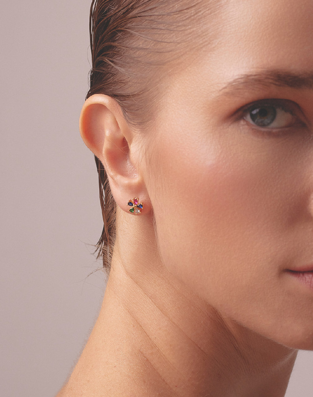 Aretes en Plata 925 Flor Colorful