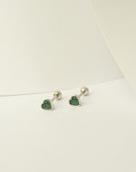 Aretes en Plata Zircón Corazón Emerald