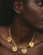 Maxi Collar + Aretes Monedas Selva Verde